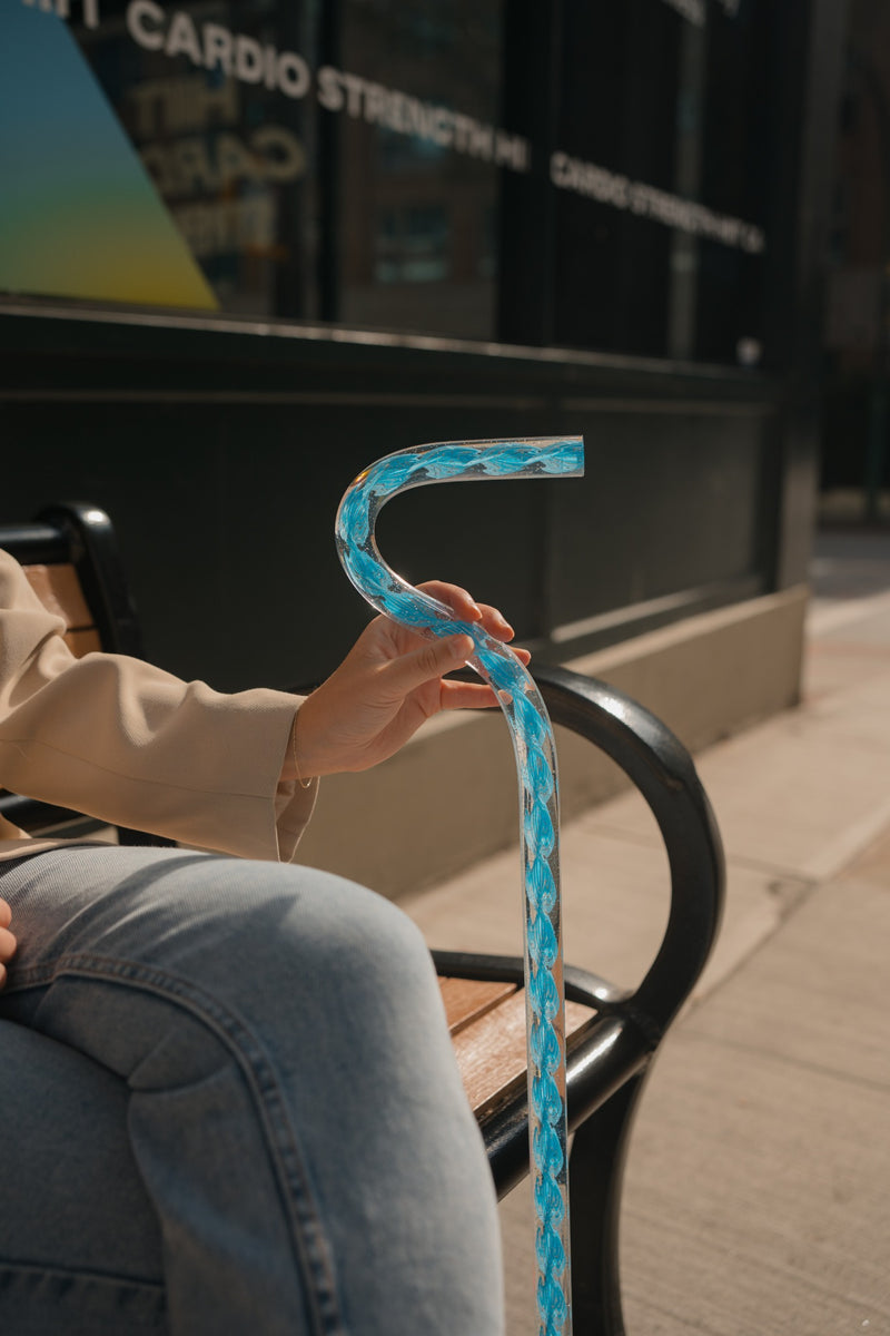 Glass Slipper – Blue Glitter Octagonal Walking Stick