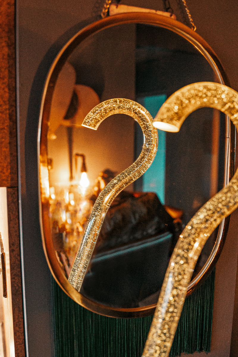 The Gatsby – Clear Gold Glitter Walking Stick